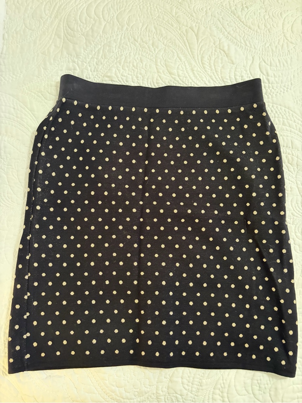 Alfani Black Pencil Skirt with Gold Polka Dots